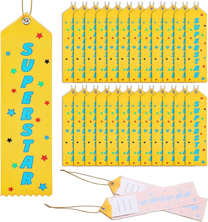 Wavwavw 100 Pcs Superstar Award Ribbons Bulk 8" x 2" Prizes Ribbons