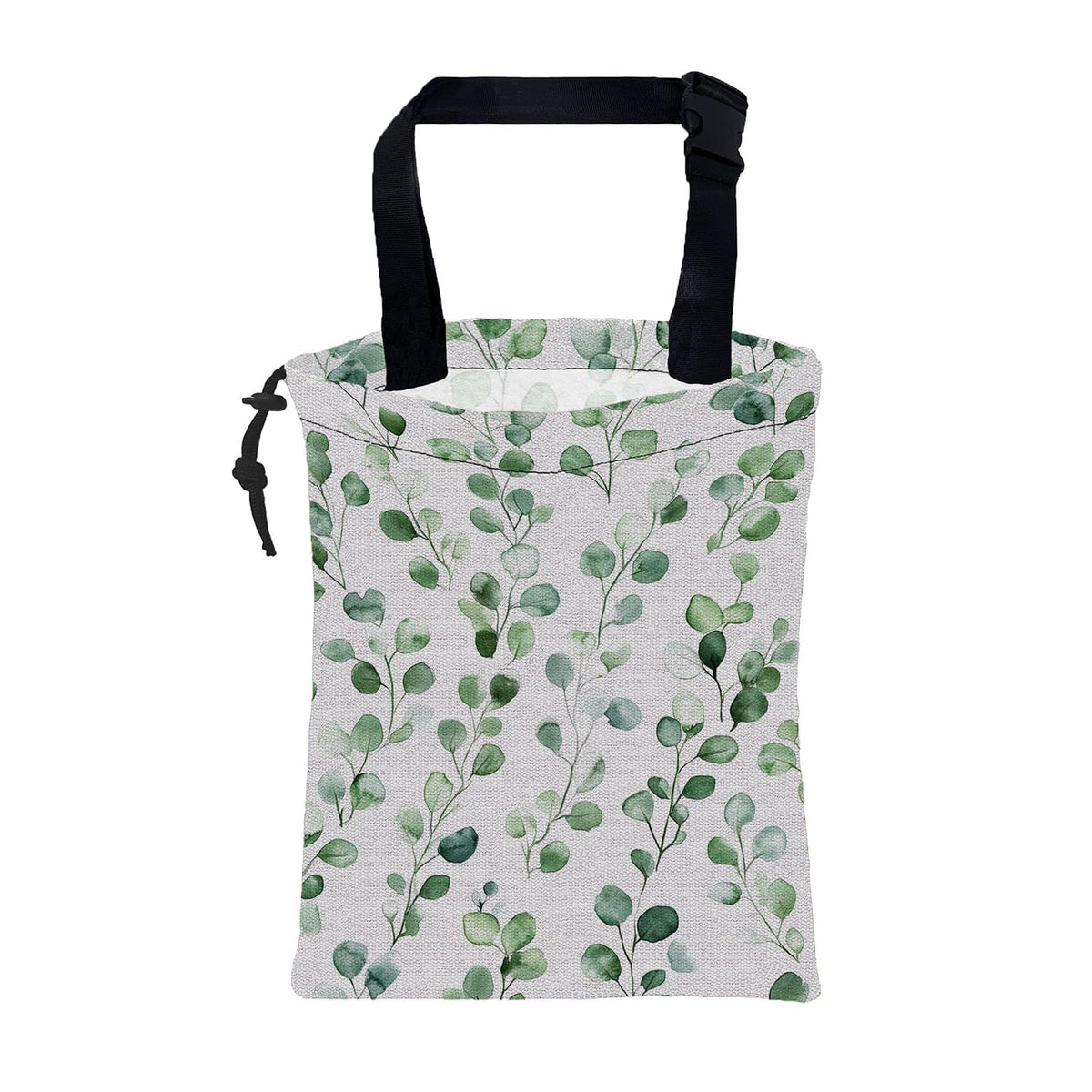 Car Garbage Bag Watercolor Green Leaves Hanging Canvas Car Trash Bag Drawstring Car Back Seat Organizer for Car Back Front Seat Console with Adjustable Buckle