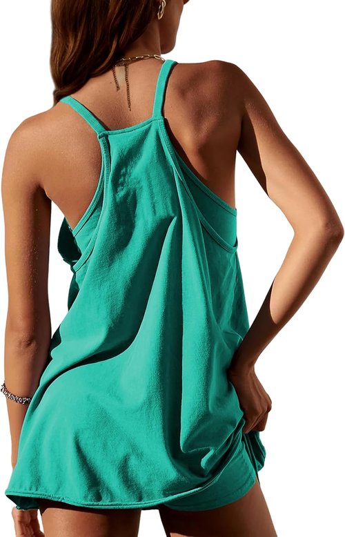 Lentta Women's Athletic Mini Dress - Sleeveless V-Neck Sundress with Built-In Shorts | Perfect for Active Days