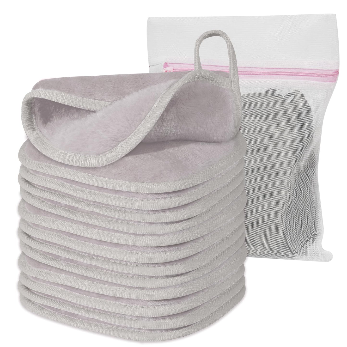 Natwag Makeup Remover Cloth, 6 '' X 6 '' Make Up Towels Reusable Face Cloth For Washing Face, 12 Pack Makeup Remover Pads Microf
