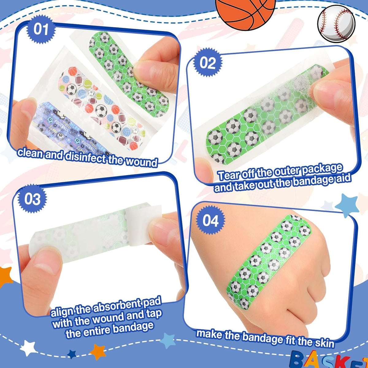 Patelai Kids Bandages - 10 Colorful Styles, Waterproof & Breathable Adhesive Protection for Cuts