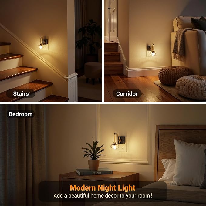 JandCase Night Light, Night Lights Plug into Wall, Glass LED Nightlight