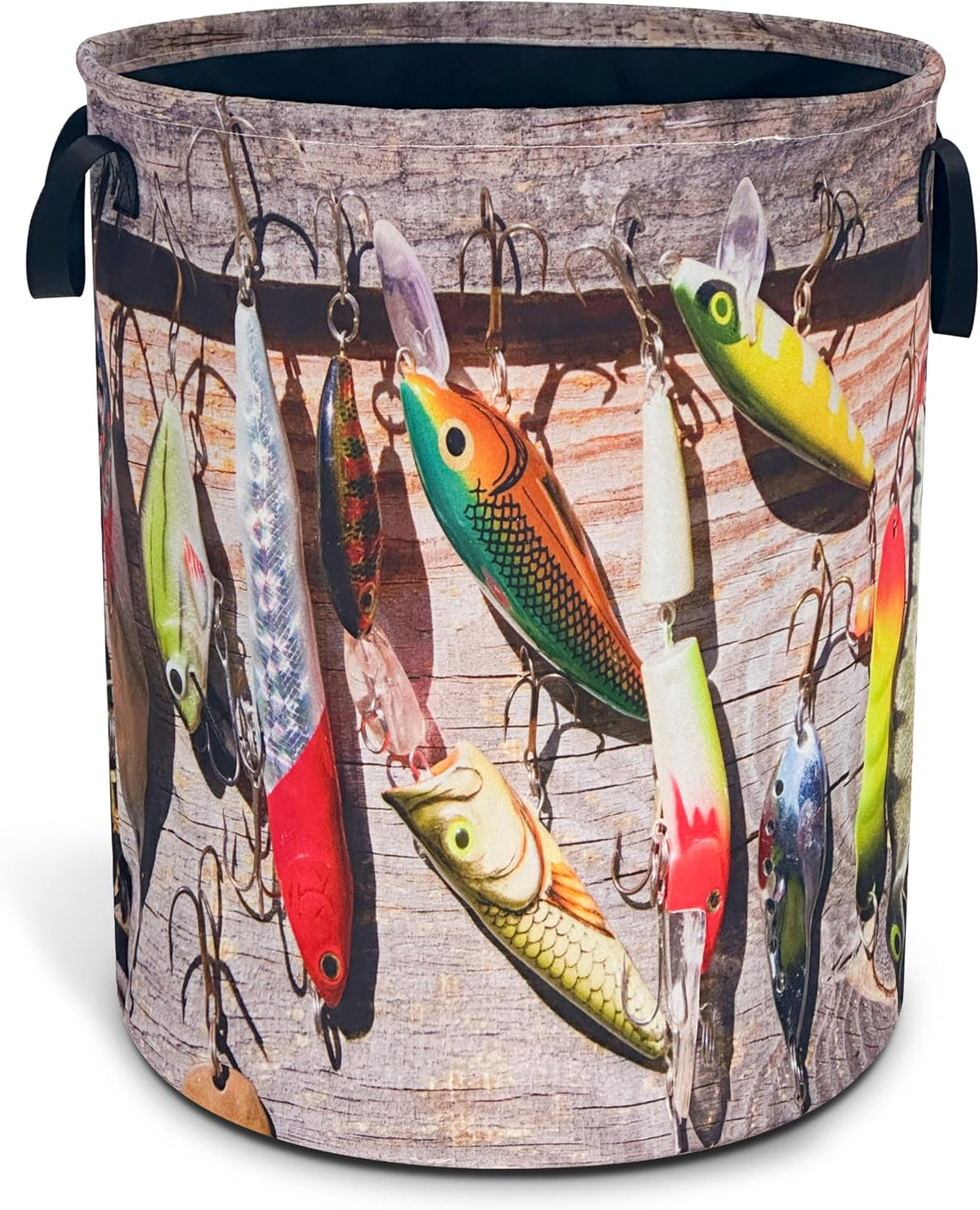 Fishing Fish Laundry Basket Foldable Waterproof Hamper 18.9 x 16.5 Inch