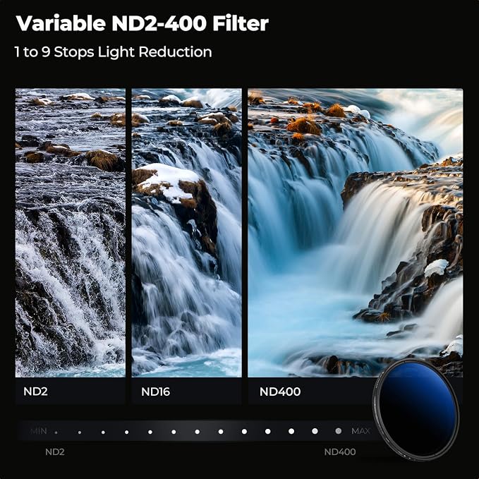 K&F CONCEPT 72mm Variable ND Lens Filter ND2-ND400 18 Multi-Layer Coatings
