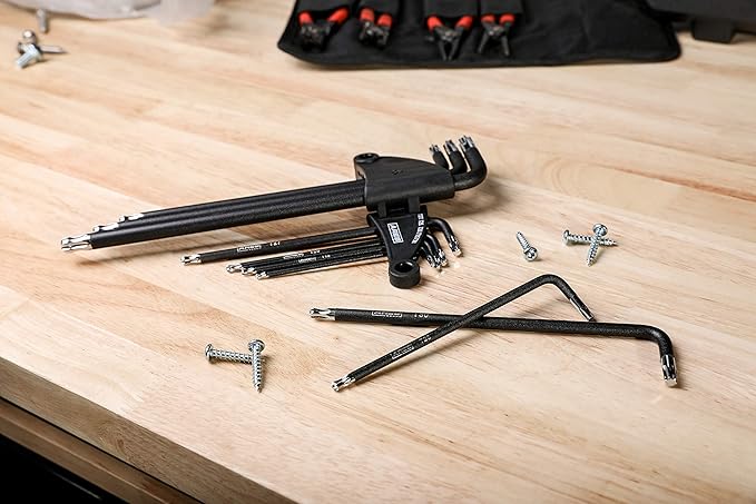 ARES 70257 - Extra Long Ball End Torx L-Key Set - 9-Piece Set Includes Sizes T10-T50 - Anti-Slip Textured Black Coating & Premium S2 Steel Construction - Storage Case Included