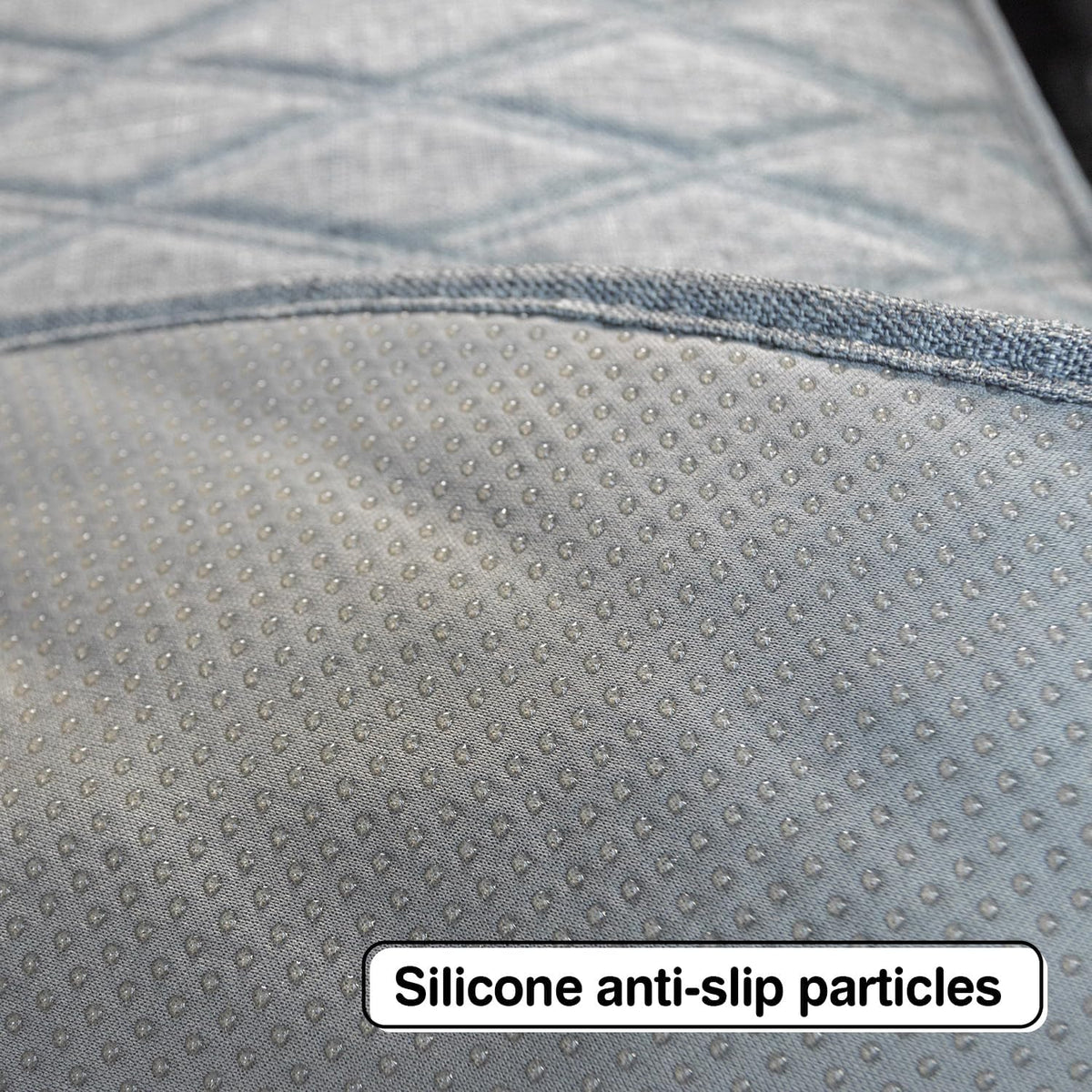 Universal Grey Anti-Slip Rear Car Seat Cover Size S - Faux Linen Bottom Bench Seat Cushion Fits Most of Vehicles Cars Truck SUV Van - Automotive Long Back Seats Protectors with Storage Pocket