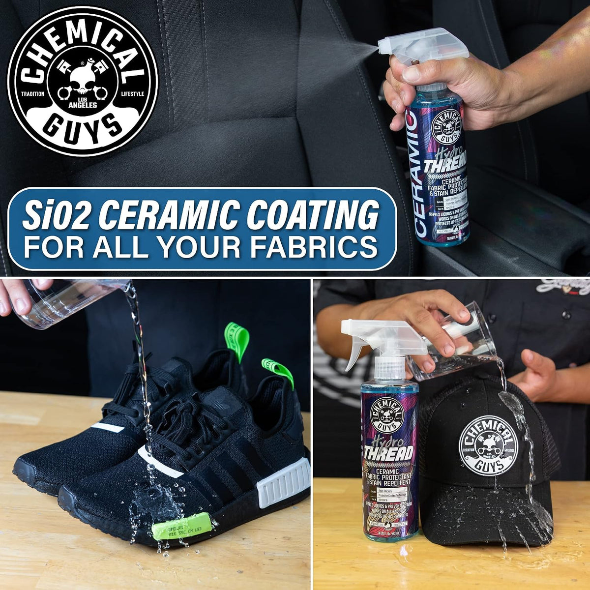 Chemical Guys CWS203DK Foaming Citrus Fabric Clean Carpet &amp; Upholstery Cleaning &amp; Protectant Bundle with HydroThread, Drill Brush and Spray Bottle (Car Carpets, Seats &amp; Floor Mats) 4 Items