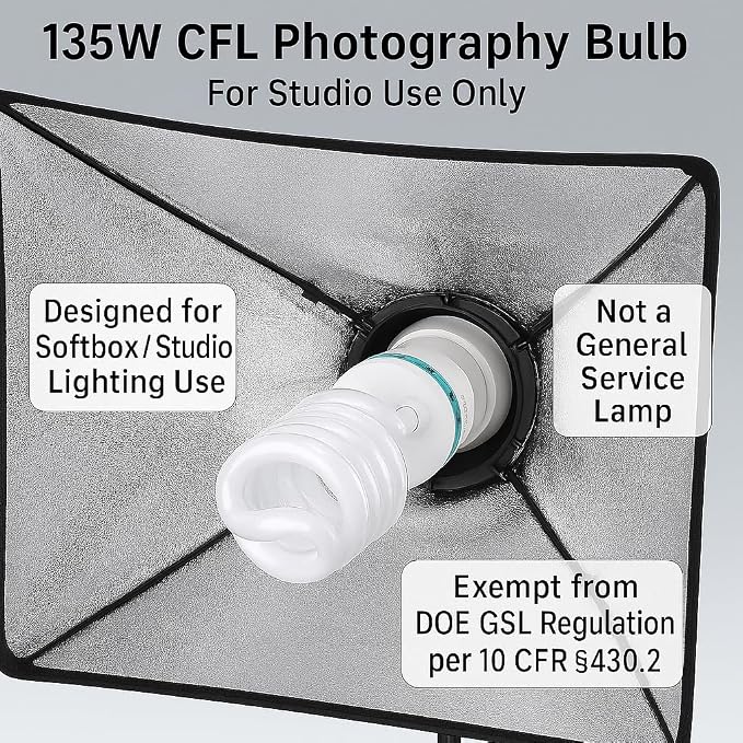 135W Light Bulb 5500K CFL Daylight Spiral Softbox Lighting Kit Bulb in E27/E26