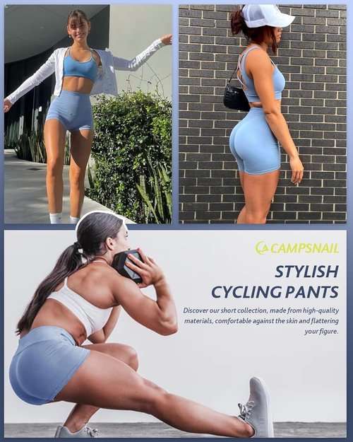 CAMPSNAIL High Waisted Biker Shorts for Women - Tummy Control Spandex Booty Shorts | 3"/5"/8" Sizes for Yoga & Dance
