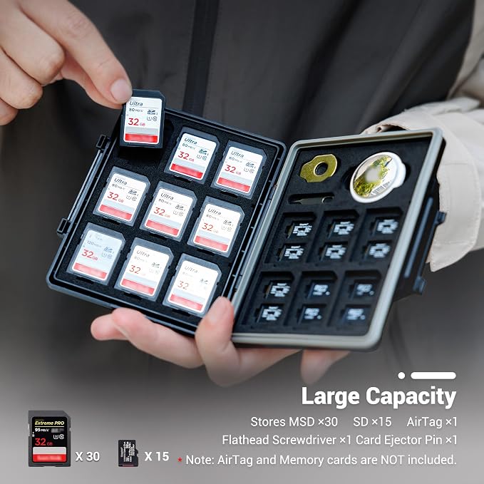 JJC 45 Slots Memory Card Case for 30 Micro SD and 15 SD Cards