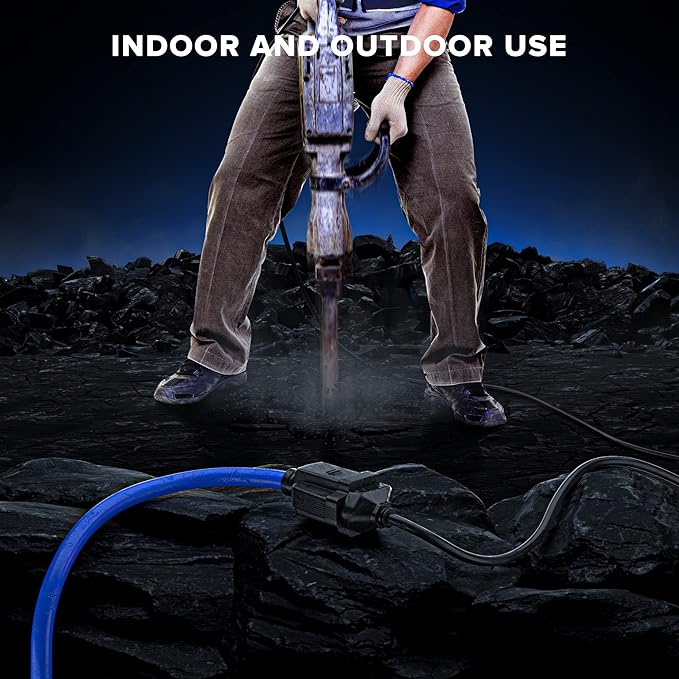 Maximm 15 Ft Blue Extension Cord, Heavy Duty 16 AWG, ETL Listed for Workshop & Outdoor Use