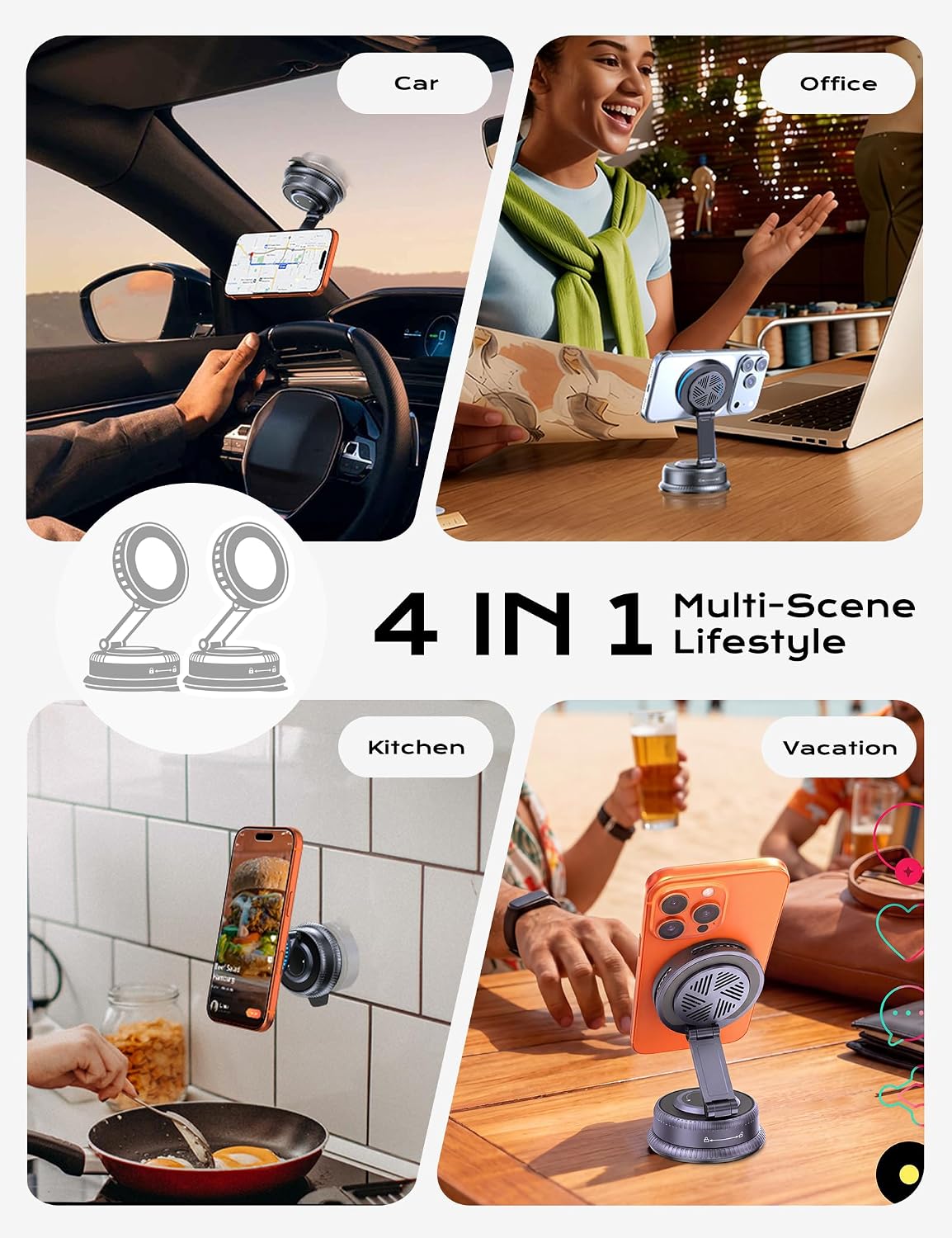 Qi2.2 25W MagSafe Car Mount Charger, Cooling Fan+75W Fast Adapter