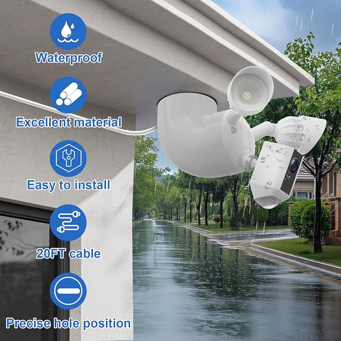 Eave Mount with Power Cable for Ring Floodlight Cam Wired Plus/Pro, Ring