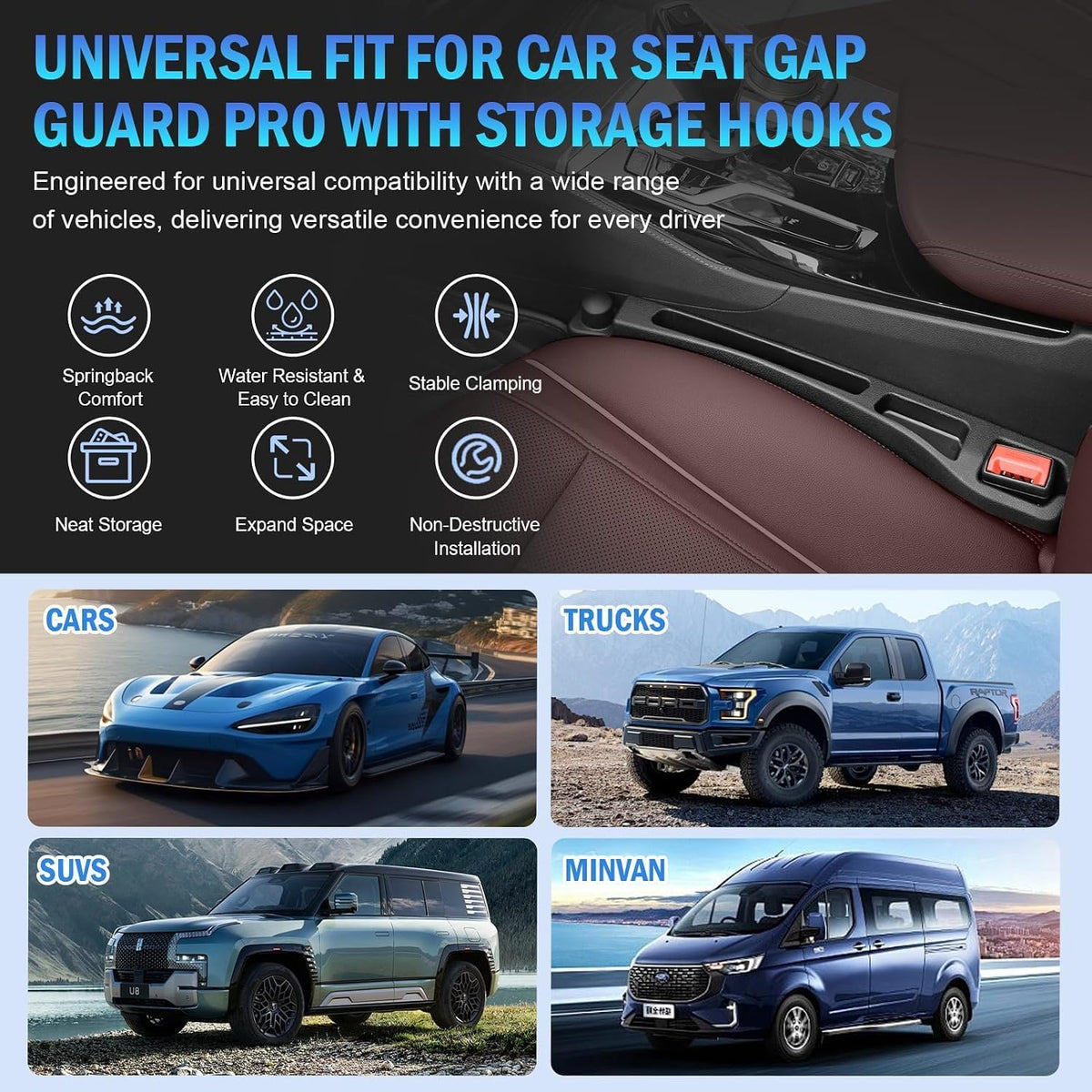 Car Seat Gap Filler Set of 2, Universal Car Seats Console Filler Organizer