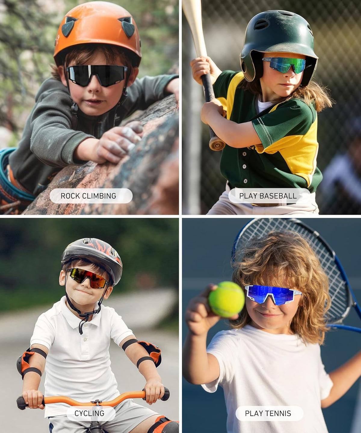 Skiennix Kids Sunglasses - UV400 Protection for Boys & Girls Ages 6-14 | 3-Pack Sports Shades