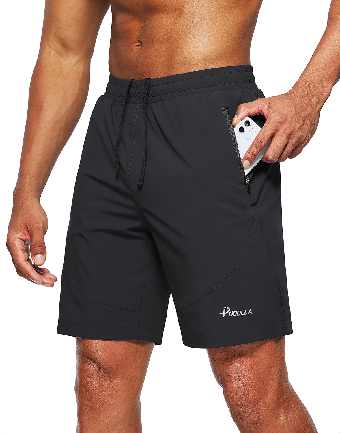 Pudolla Men's Workout Running Shorts - Lightweight Athletic Shorts with Zipper Pockets | 7"/5"/9" Options