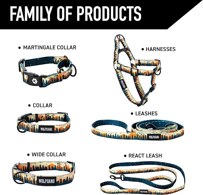 Wolfgang Heavy Duty Adjustable Dog Harness, Pull-Tested to Over 800 lbs for Walking & Training, Overland Print, Medium