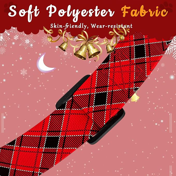 Christmas Plaid Dog Collar, Classical Boys Girls Puppy Collar for Small Medium Large Dogs, Adjustable Soft Plaid Pet Collar with Safety Buckle for Male Females(Red Plaid, M)