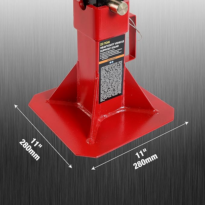 Torin ATZ220005B Heavy Duty Pin Style Adjustable Height Automotive Jack Stands, 22 Ton (44,000 lb) Capacity, Red, 1 Pair