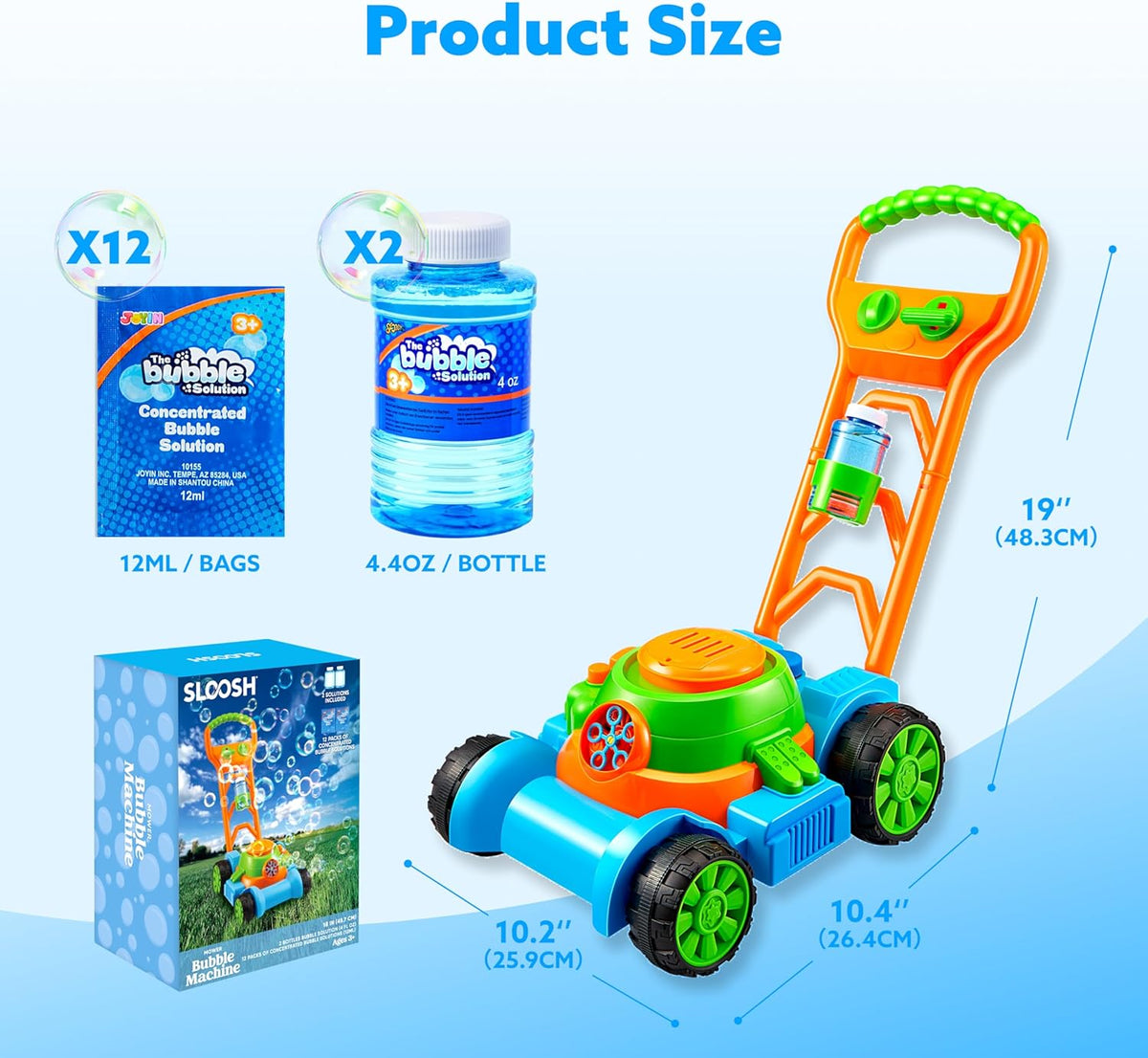 SLOOSH Bubble Lawn Mower | Spill-Proof Bubble Machine Toy for Toddlers Age 1-3 - Perfect for Indoor & Outdoor Fun