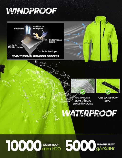 Nepest Women's Lightweight Waterproof Cycling Rain Jacket - Packable Hooded Windbreaker with UPF 50+ Protection