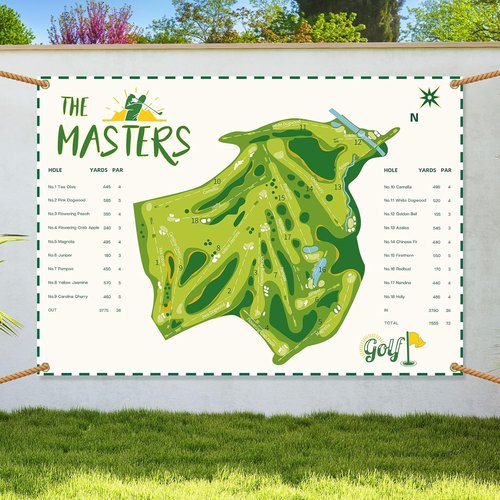 Masters Golf Party Decorations - 7x5 Ft Flag Backdrop with 4 Brass Grommets | Indoor/Outdoor Holiday Decor