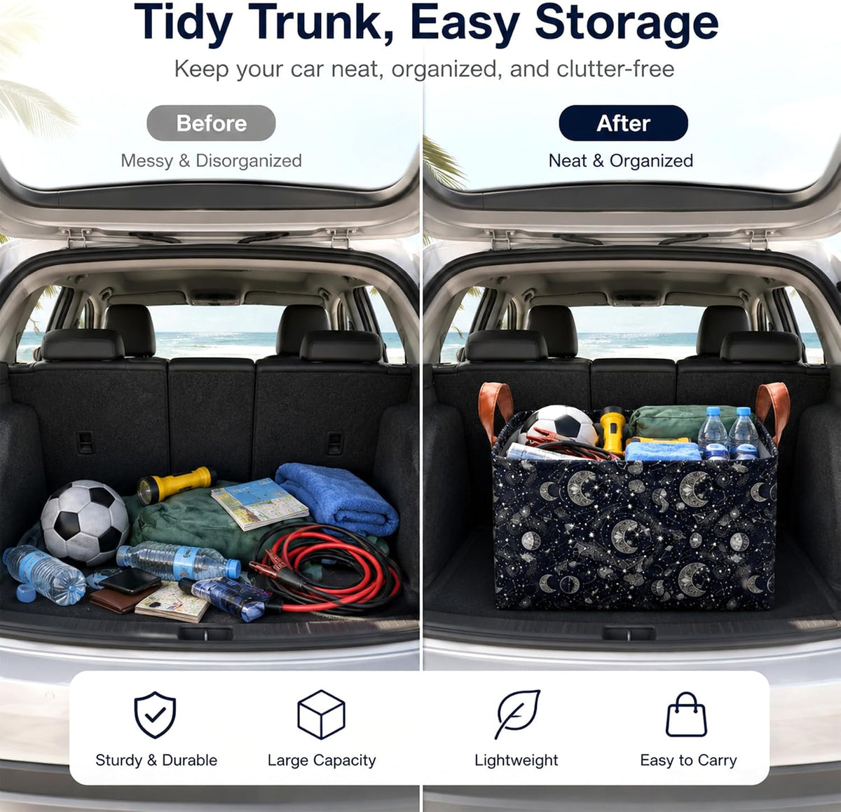 Alien Car Trunk Organizer 20L Collapsible Auto Storage Basket with Handles