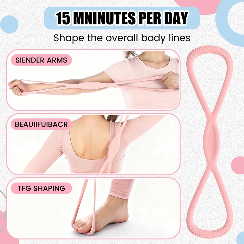 Sotiff Figure 6 Pcs Figure 8 Resistance Bands (15, 25, 40 Lbs) and Elastic Band Loop (15, 25, 35 Lbs) Set, Exercise Bands for Arms, Shoulders, Legs and Hips Stretch Equipment for Women Yoga