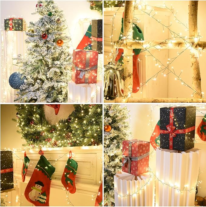 Dailyart Fairy Lights Plug in 500 Led with Remote 42Ft String Light with Timer Waterproof Lights for Bedroom Wreath Party Window Wedding Decoration Warm White Green Wire