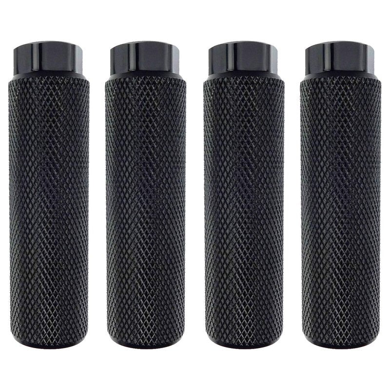 Zelerdo 2 Pairs Aluminum Alloy Bike Pegs for Mountain Bike Cycling Rear Stunt Pegs Fit 3/8 inch Axles (Pure black,100x28 mm)
