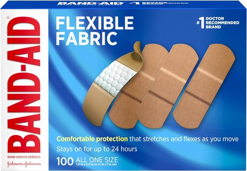 Band-Aid Brand Flexible Fabric Bandages - Comfortable Cushioned Wound Care for Cuts & Scrapes | 1x3 In, 100 Count