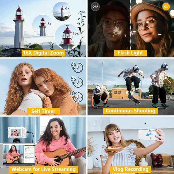 4K Digital Camera for Photography Autofocus, 64MP WiFi Vlogging Camera for