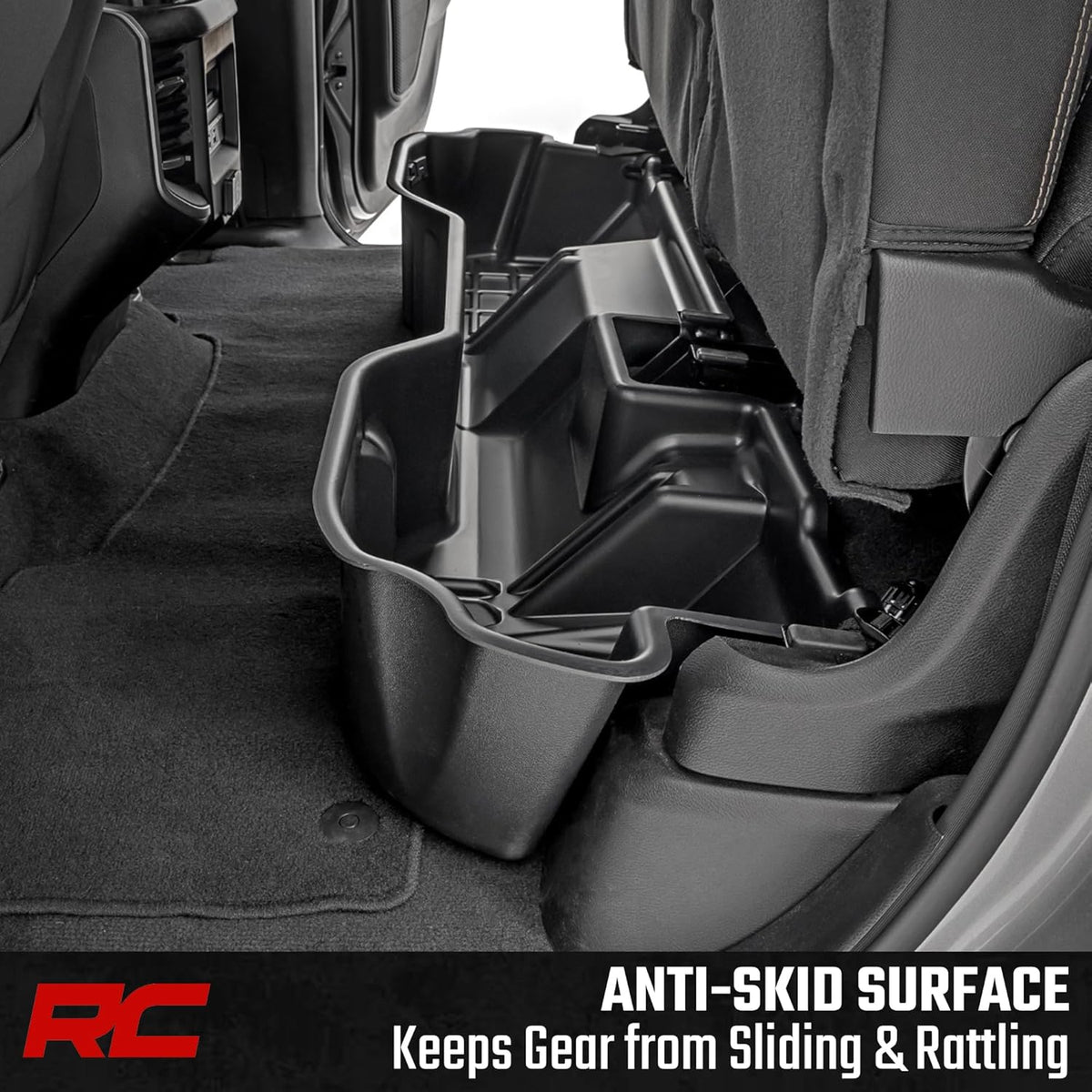 Rough Country Under Seat Storage for Ram 1500 Quad Cab (2019-2026) - Custom Rear Under Seat Organizer Tray without Lid