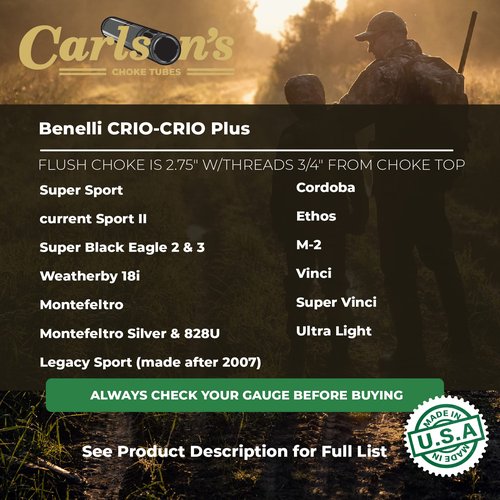 Carlson's Choke Tubes 12 Gauge Compatible for Benelli Crio Plus [ 2 Pack | Mid Range & Long Range ] Blued Steel | Cremator Non-Ported Waterfowl Choke Tube | Made in USA