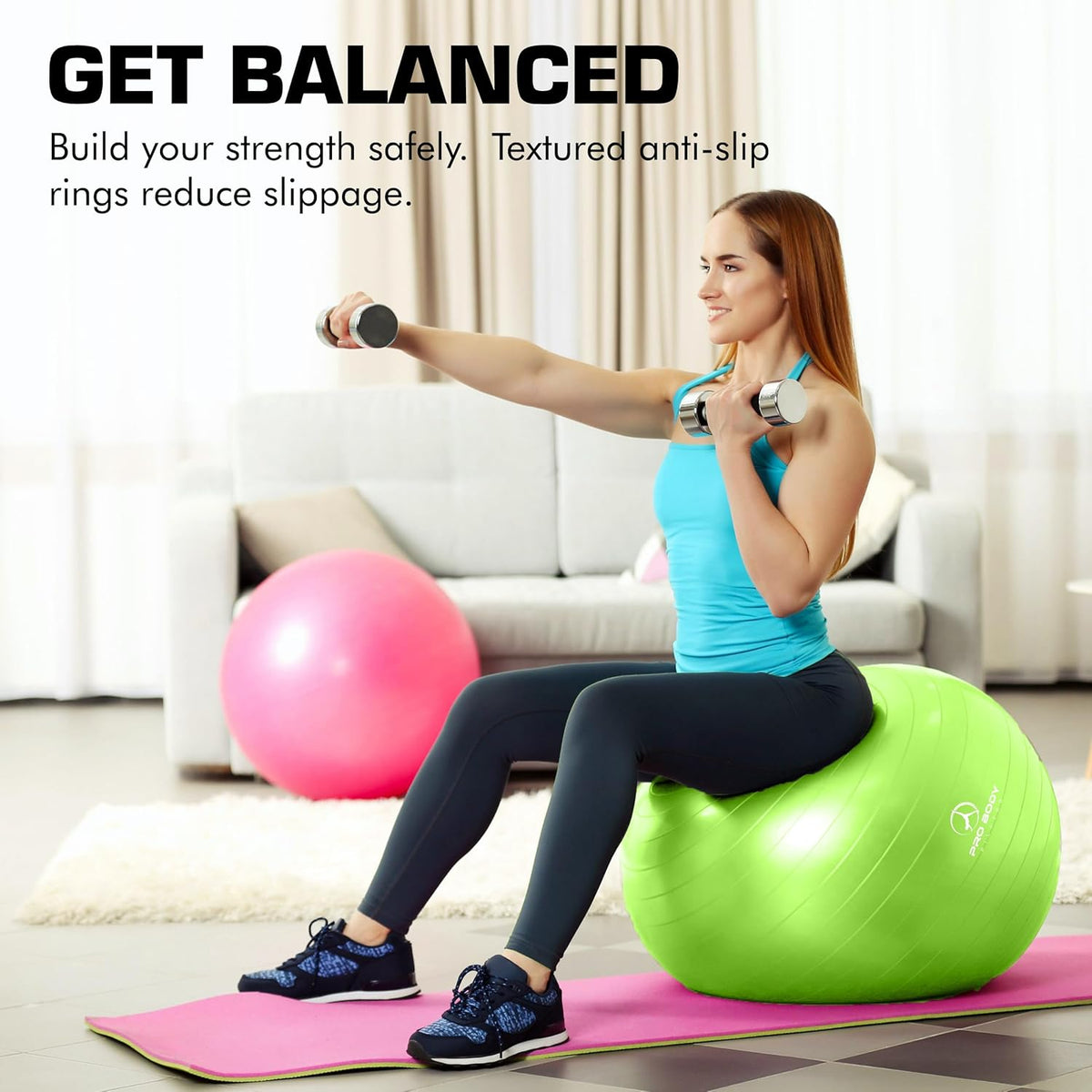 ProBody Pilates Yoga Ball - Stability Exercise Ball for Pregnancy, Workout & Physical Therapy | Various Sizes