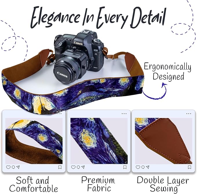 Camera Strap, Vintage Embroidered Neck Shoulder & Crossbody Camera Strap