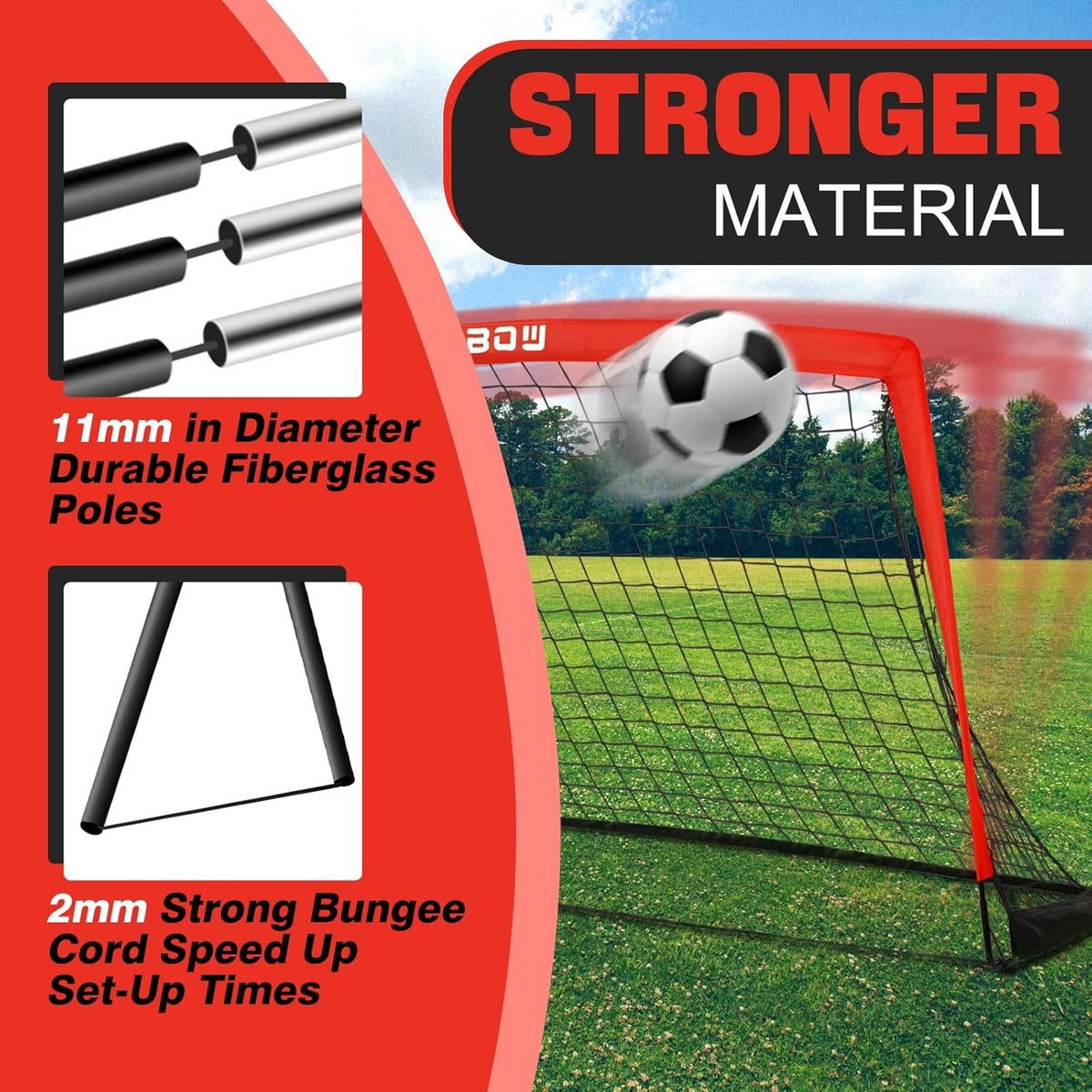 RUNBOW 9x5 FT Portable Kids Soccer Goal - Folding Soccer Net with Carry Bag for Indoor/Outdoor Training