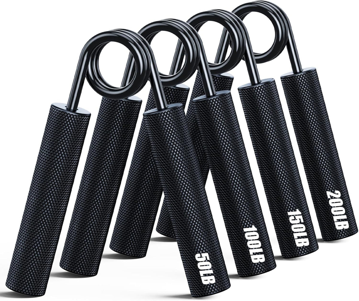 ZEAGUS Grip Strength Trainer - 4 Pack Metal Hand Grippers | 50LB-200LB Non-Slip Heavy-Duty Forearm Exerciser