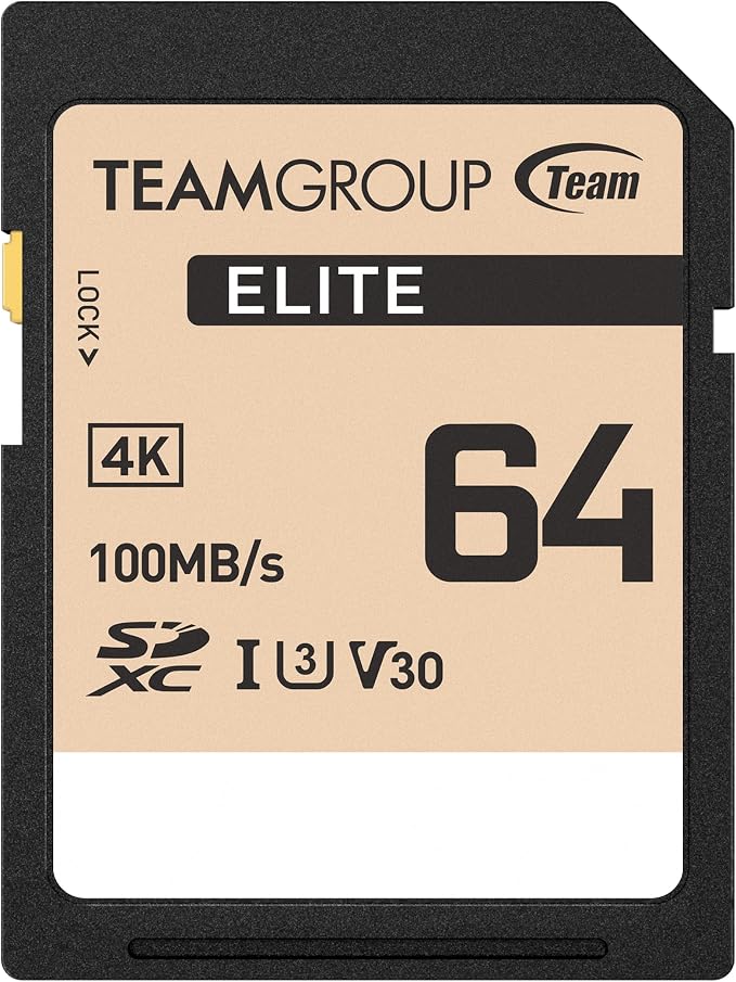 TEAMGROUP Elite 64GB UHS-I U3 V30 UHD Read Speed up to 100MB/s SDXC High Speed