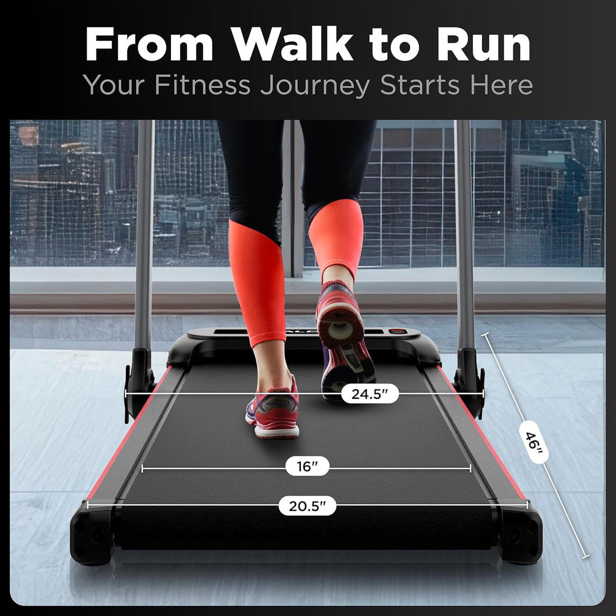 Walden Sports Folding Electric Treadmill - Portable Running Machine with LCD Screen | 6.2 mph Adjustable Speed