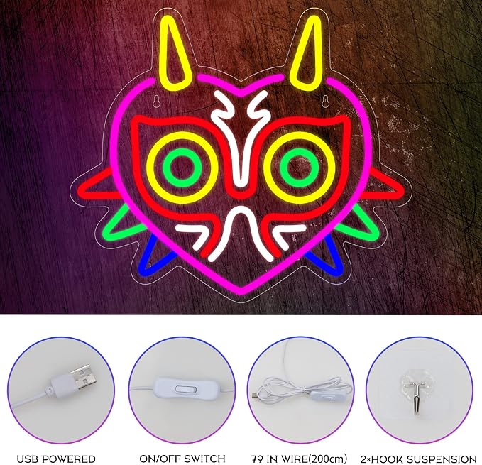 Majora's Mask Neon Sign, Zelda Gaming Neon Sign