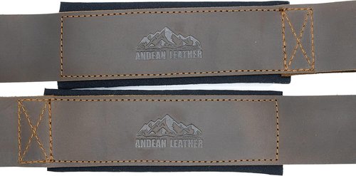 Andean Leather - Padded Neoprene Weightlifting Straps for Strength Training & Deadlifts - Durable Full Grain Leather