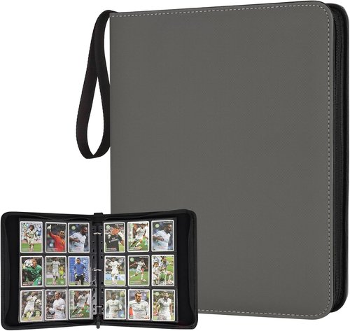 GERMUN 9 Pocket Card Binder - Premium Zip Trading Card Album for MTG, TCG & Sports Cards | Grey, 720 Double-Sided Pockets