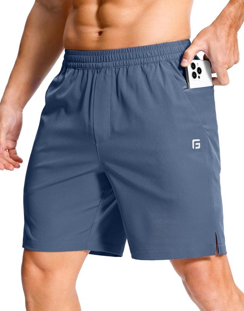 GGJ Men's Athletic Shorts - Lightweight Quick Dry Gym & Running Shorts with 2 Zipper Pockets | 7"/5"/9" Sizes