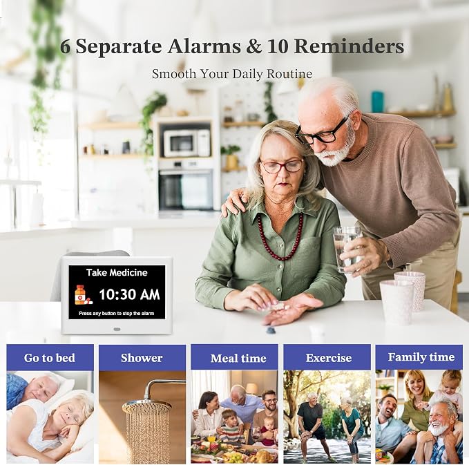 7'' Dementia Clock For Seniors, Large Display Digital Clock