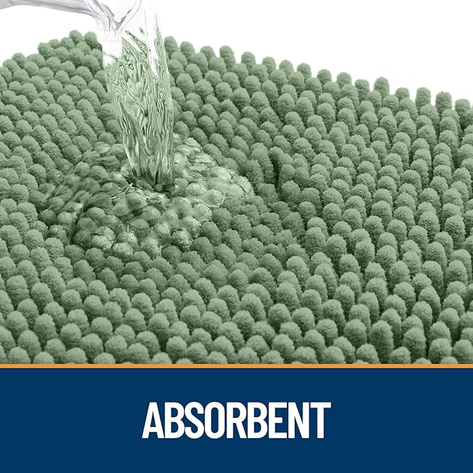OLANLY Dog Door Mat for Muddy Paws 59x24, Absorbs Moisture and Dirt, Absorbent Non-Slip Washable Doormat, Quick Dry Chenille Mud Mat, Entry Indoor Entryway Carpet for Inside Floor, Olive Green