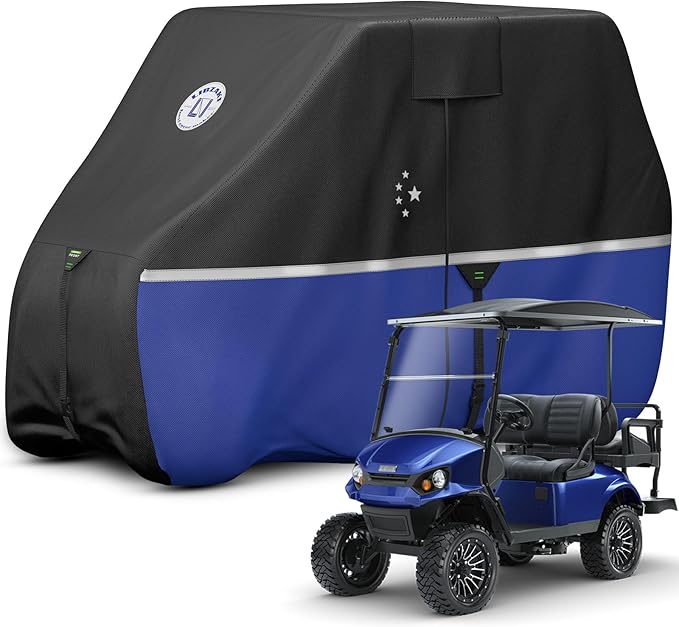 Waterproof Golf Cart Cover, Heavy Duty Marine Grade Fabric, Universal Fits for Most Brand 2/2+2/4+2 Passengers Yamaha, Honda, Club Car, EZGO Golf Cart