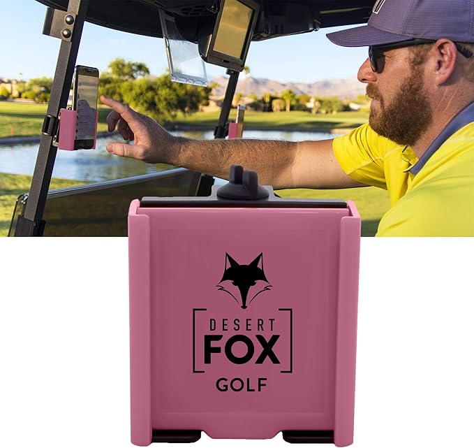 DESERT FOX GOLF Phone Caddy – Adjustable Golf Cart Phone Holder with Secure Strap for Hands-Free GPS & Golf Apps – Universal Fit