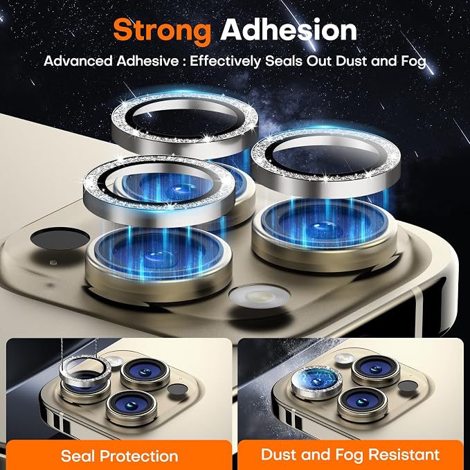 for iPhone 16 Pro/iPhone 16 Pro Max Camera Lens Protector, Tempered Glass