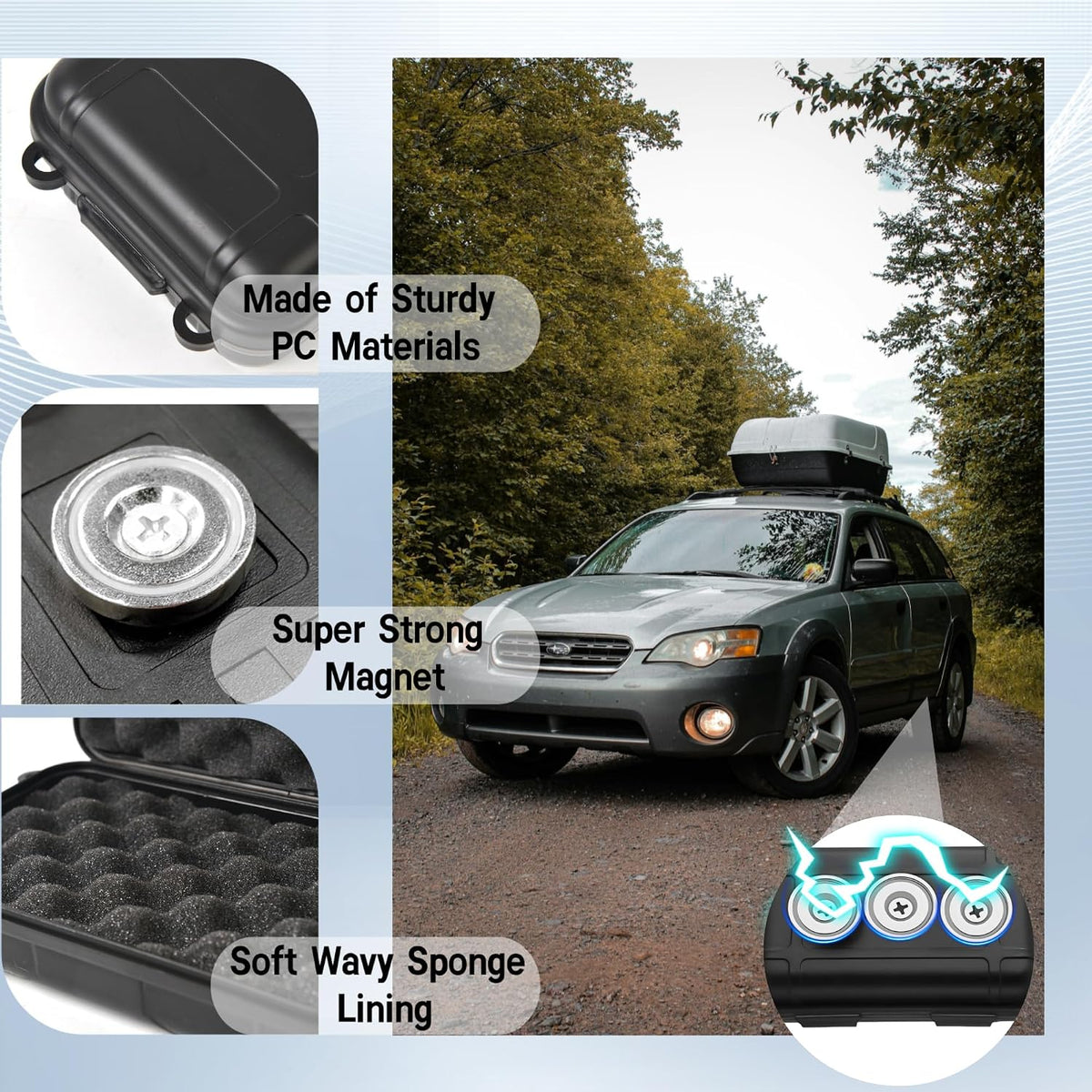 2 Pcs Magnetic Key Holders Under Car, Hide Key Magnetic Box for Storage Key Indoors, Outdoors, Waterproof Hider Key on The Bottom of Car